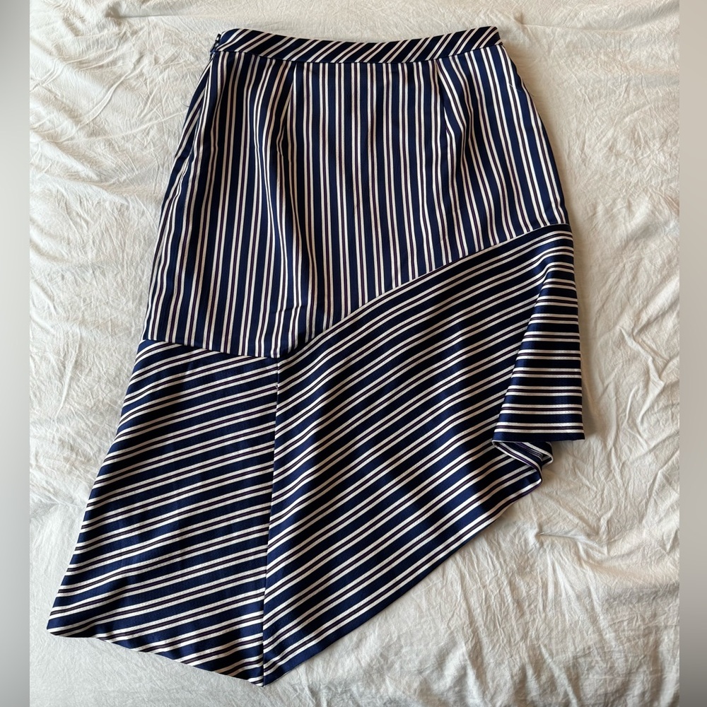 Banana Republic Navy, Purple and White Asymmetrical Midi Skirt